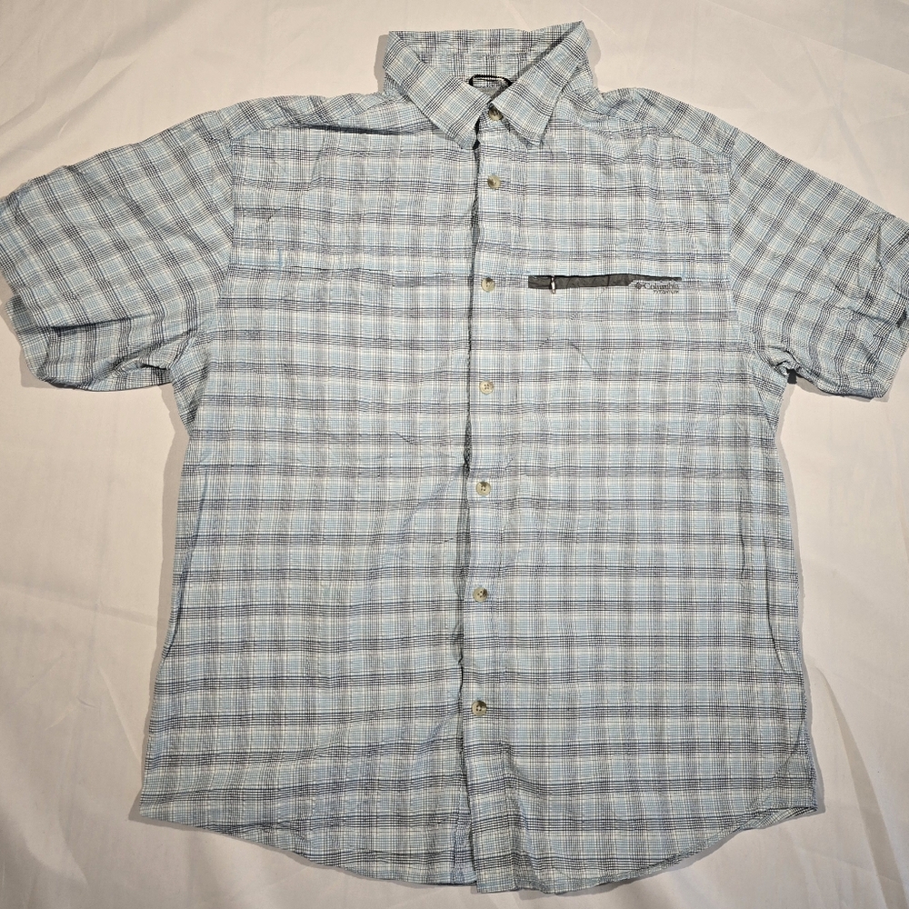 Columbia Titanium Shirt Men's Size L Blue Short Sleeve Button Down